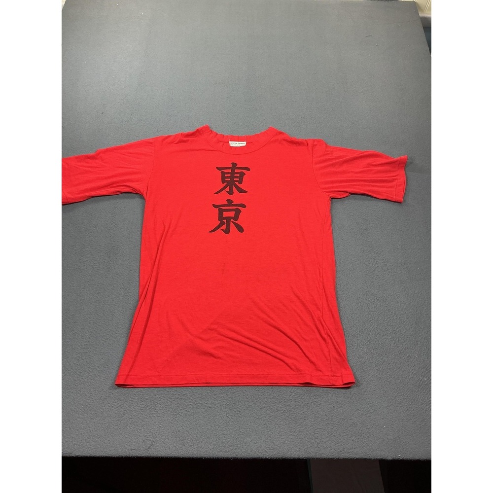 Special Quality Shirt Mens Large Red Tokyo Kanji Graphic Crew Neck Made Japan